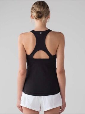 Lululemon Final Lap Athletic Black Racerback Tank with Bra and Phone Pocket Sz 6